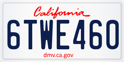 CA license plate 6TWE460