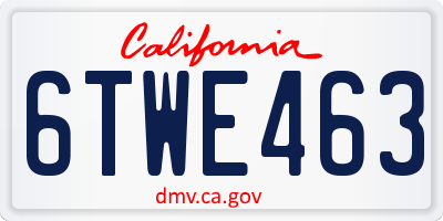 CA license plate 6TWE463