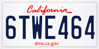CA license plate 6TWE464