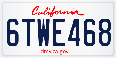 CA license plate 6TWE468
