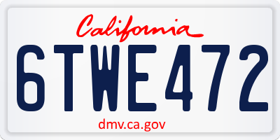 CA license plate 6TWE472