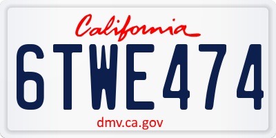 CA license plate 6TWE474