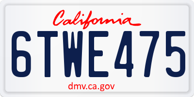CA license plate 6TWE475