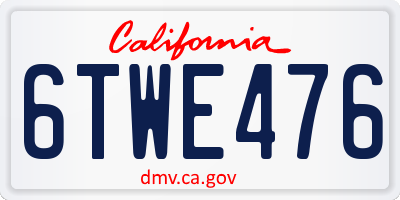 CA license plate 6TWE476