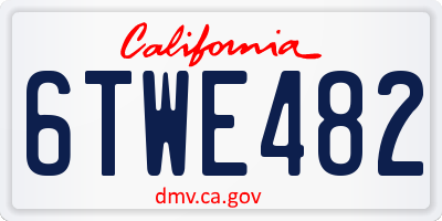 CA license plate 6TWE482