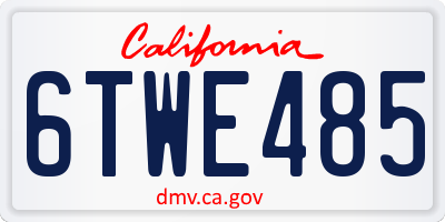CA license plate 6TWE485