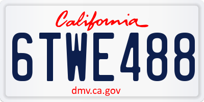 CA license plate 6TWE488