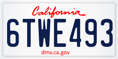 CA license plate 6TWE493