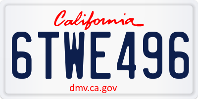 CA license plate 6TWE496