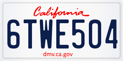 CA license plate 6TWE504