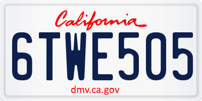 CA license plate 6TWE505