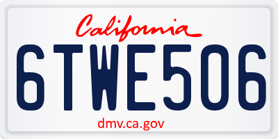 CA license plate 6TWE506