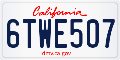 CA license plate 6TWE507