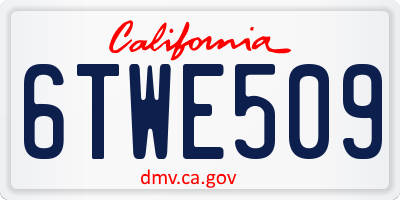 CA license plate 6TWE509
