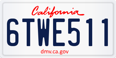 CA license plate 6TWE511