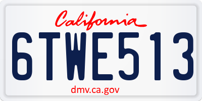 CA license plate 6TWE513