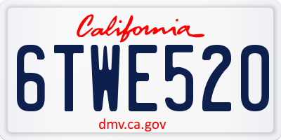 CA license plate 6TWE520