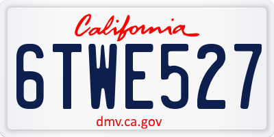 CA license plate 6TWE527