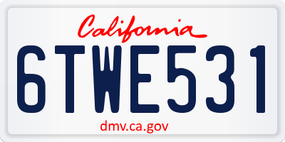 CA license plate 6TWE531