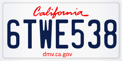 CA license plate 6TWE538