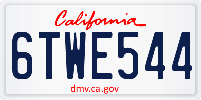 CA license plate 6TWE544