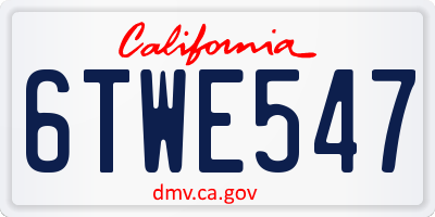 CA license plate 6TWE547