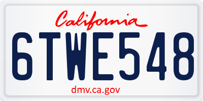 CA license plate 6TWE548