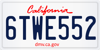 CA license plate 6TWE552