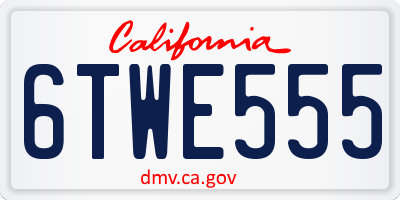 CA license plate 6TWE555