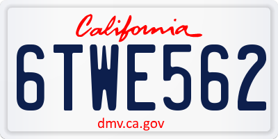 CA license plate 6TWE562