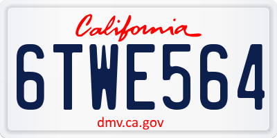 CA license plate 6TWE564
