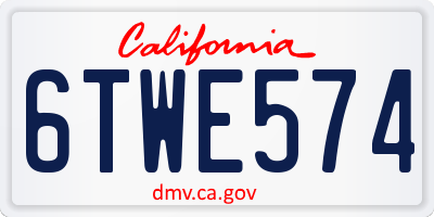 CA license plate 6TWE574