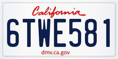 CA license plate 6TWE581