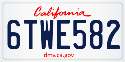 CA license plate 6TWE582