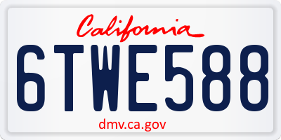 CA license plate 6TWE588