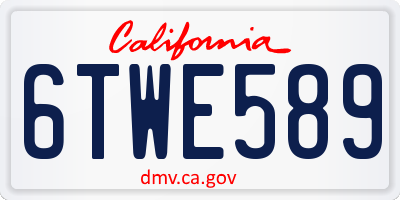 CA license plate 6TWE589