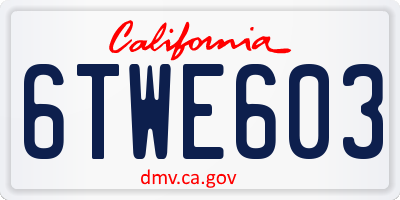 CA license plate 6TWE603