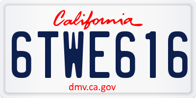CA license plate 6TWE616