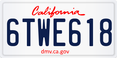CA license plate 6TWE618