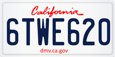 CA license plate 6TWE620