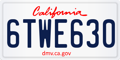 CA license plate 6TWE630