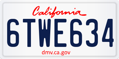 CA license plate 6TWE634