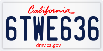CA license plate 6TWE636