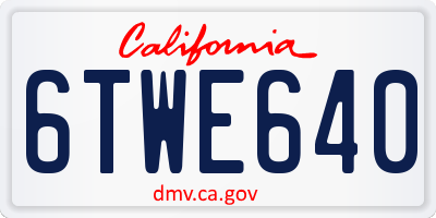 CA license plate 6TWE640