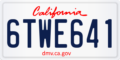 CA license plate 6TWE641