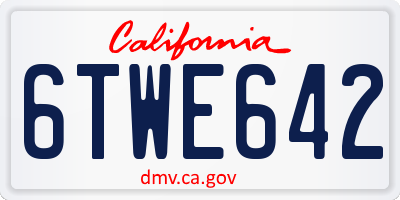 CA license plate 6TWE642
