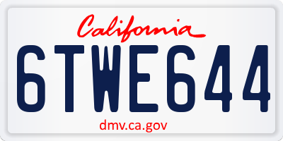 CA license plate 6TWE644