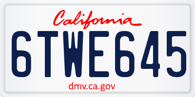CA license plate 6TWE645