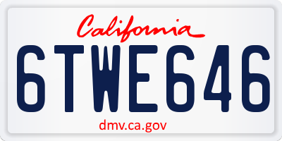 CA license plate 6TWE646