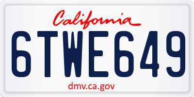 CA license plate 6TWE649